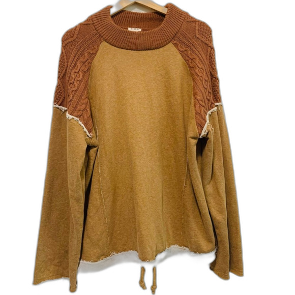 POL mixed media Brown and Tan Knit Sweatshirt size small - Picture 1 of 8